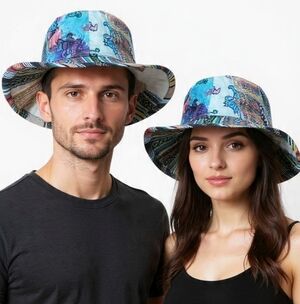 Handmade Hemp Patchwork Sun Hat: Unisex Hippie Style